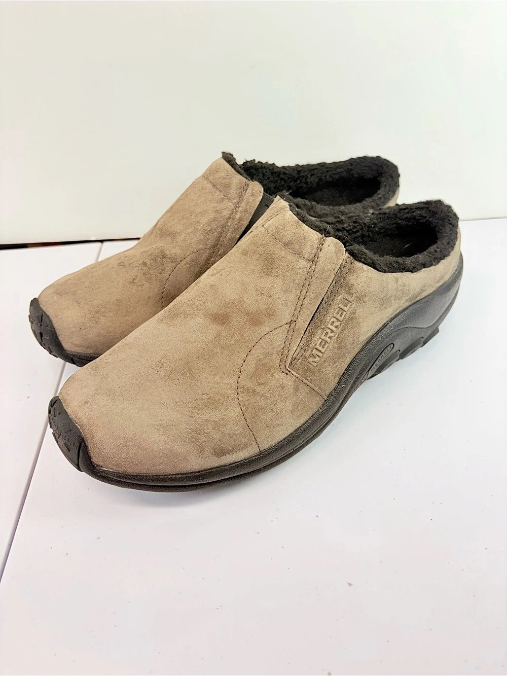 Merrell Mens Size 11.5 Suede Jungle Moc Fleece Lined Slip On Shoes J004145